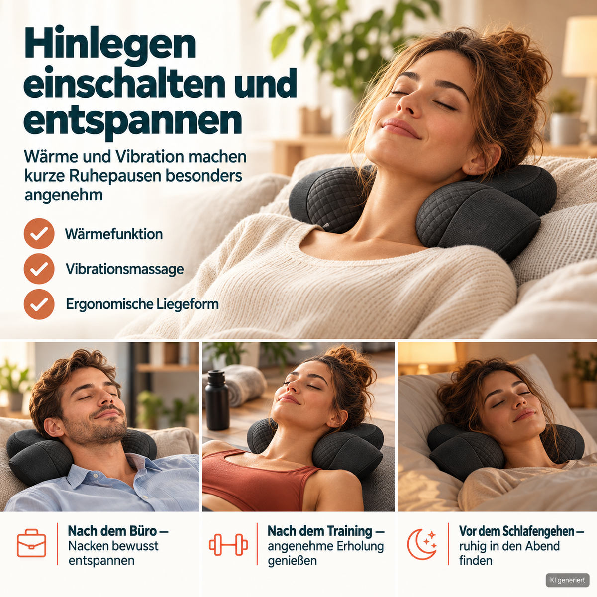 NECKORA – Nackenmassagekissen mit Wärme