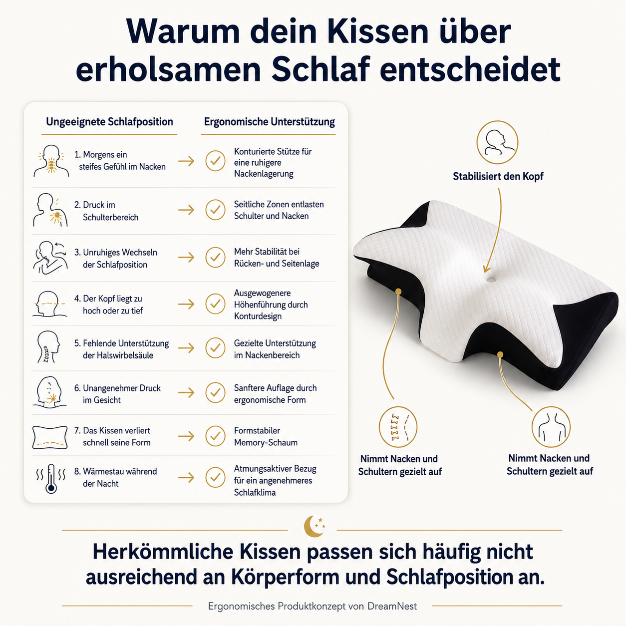 DreamNest – Ergonomisches Nackenkissen